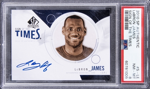2010/11 UD SP Authentic Sign Of The Times #S-LE LeBron James Signed Card – PSA NM-MT 8